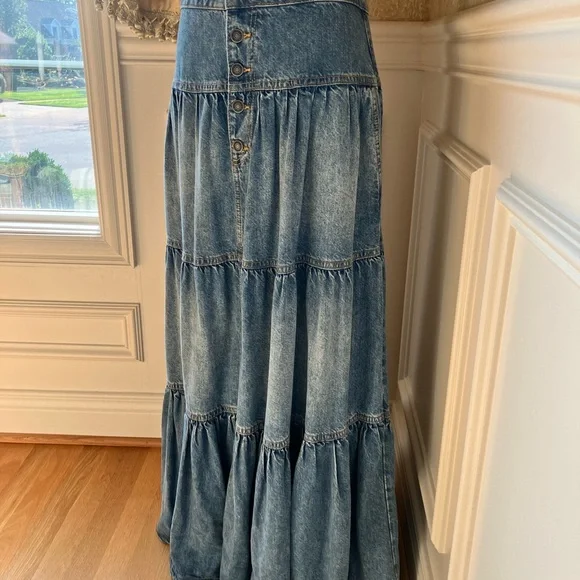 Free People Dreamweaver Denim Skirt - Picture 3 of 9